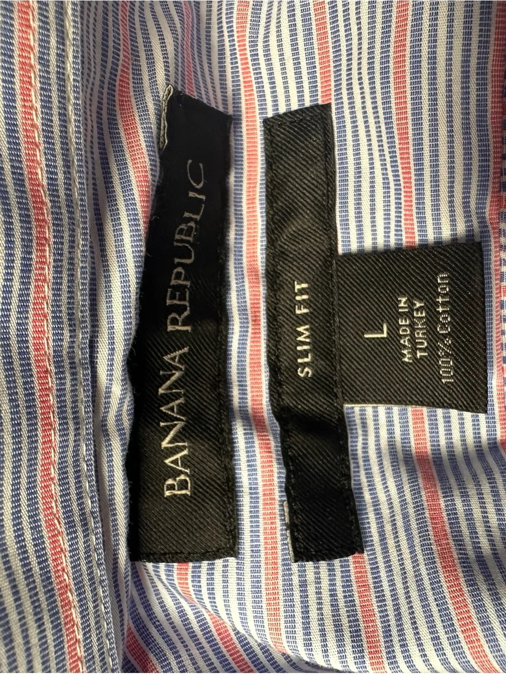 Banana Republic Men's Striped Dress Shirt - Red & Blue